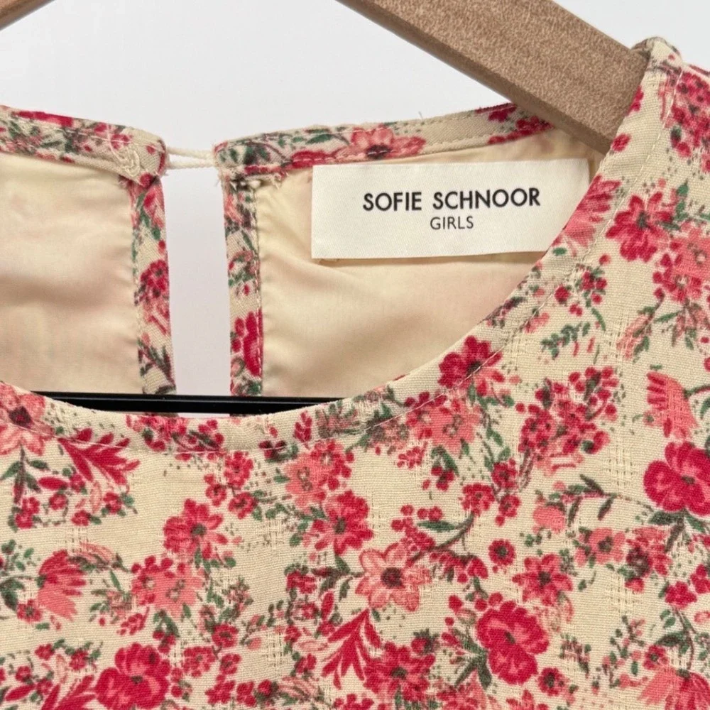 Sofie Schnoor Girls Dress 10Y Pink Floral Smocked Long‎ Sleeve Cottagecore - Picture 3 of 7